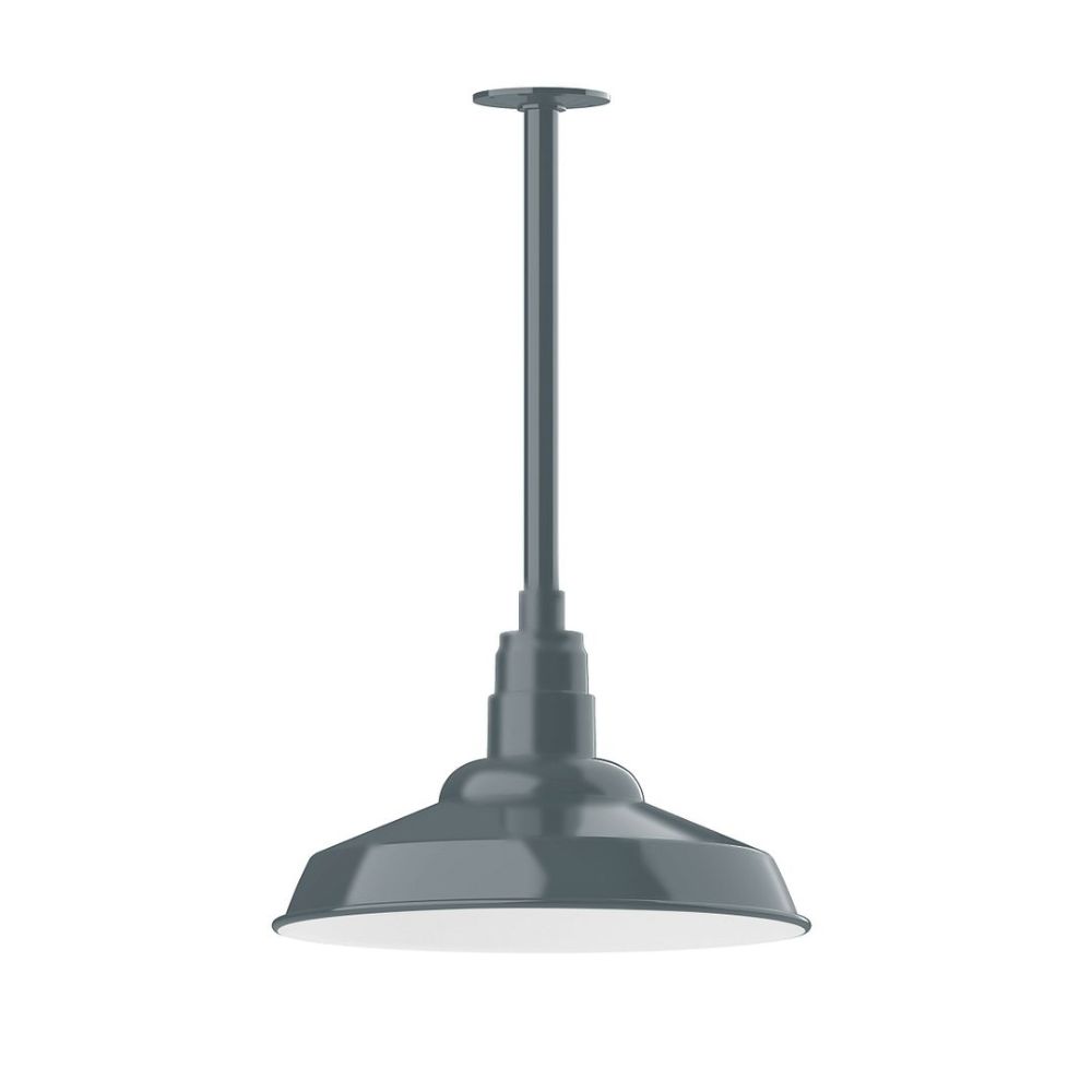 Montclair Lightworks STB184-40-L13 16" Warehouse shade, stem mount LED Pendant with canopy, Slate Gray